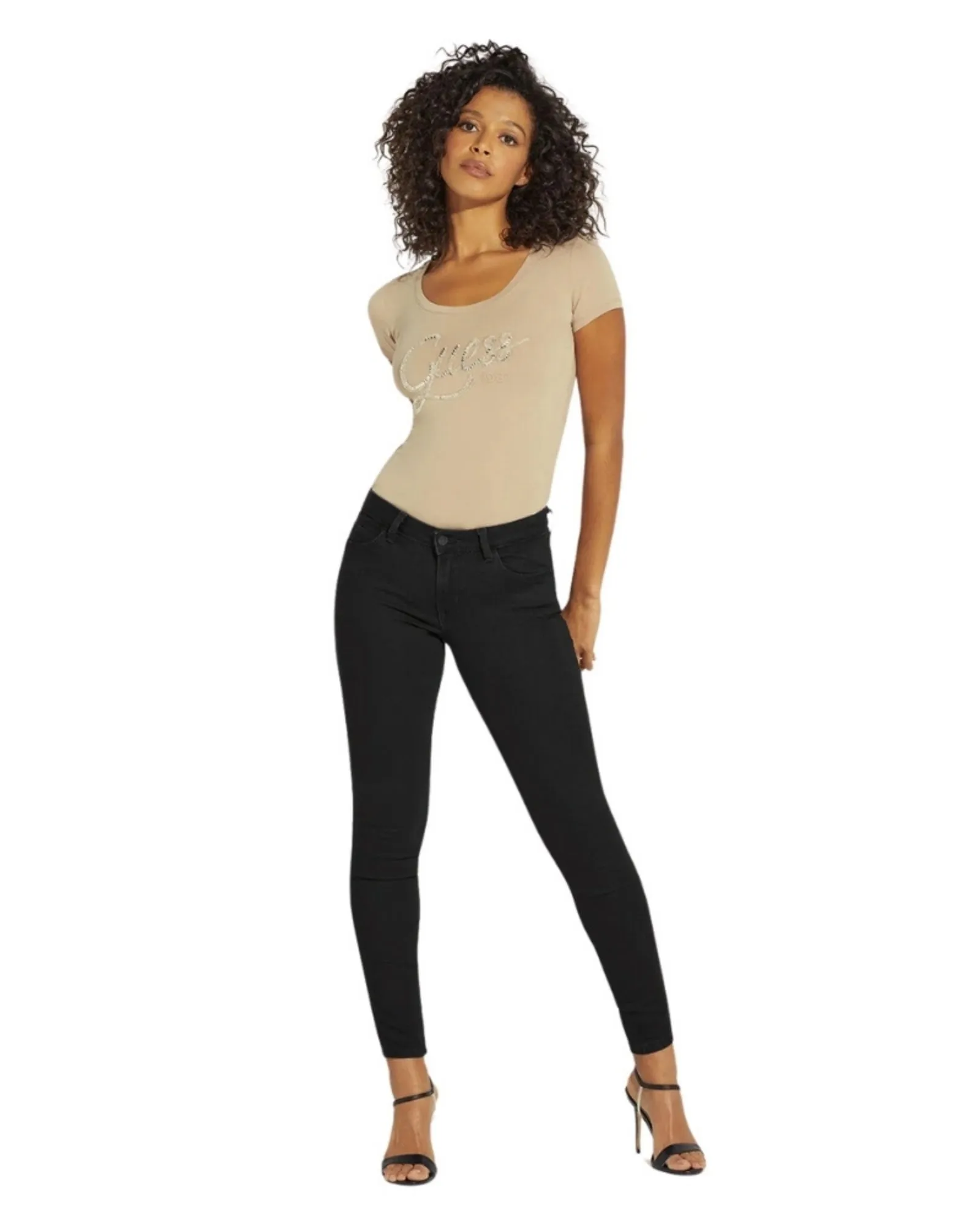 1981 High-Rise Skinny Fit Jeans - Carrie Black Wash Guess