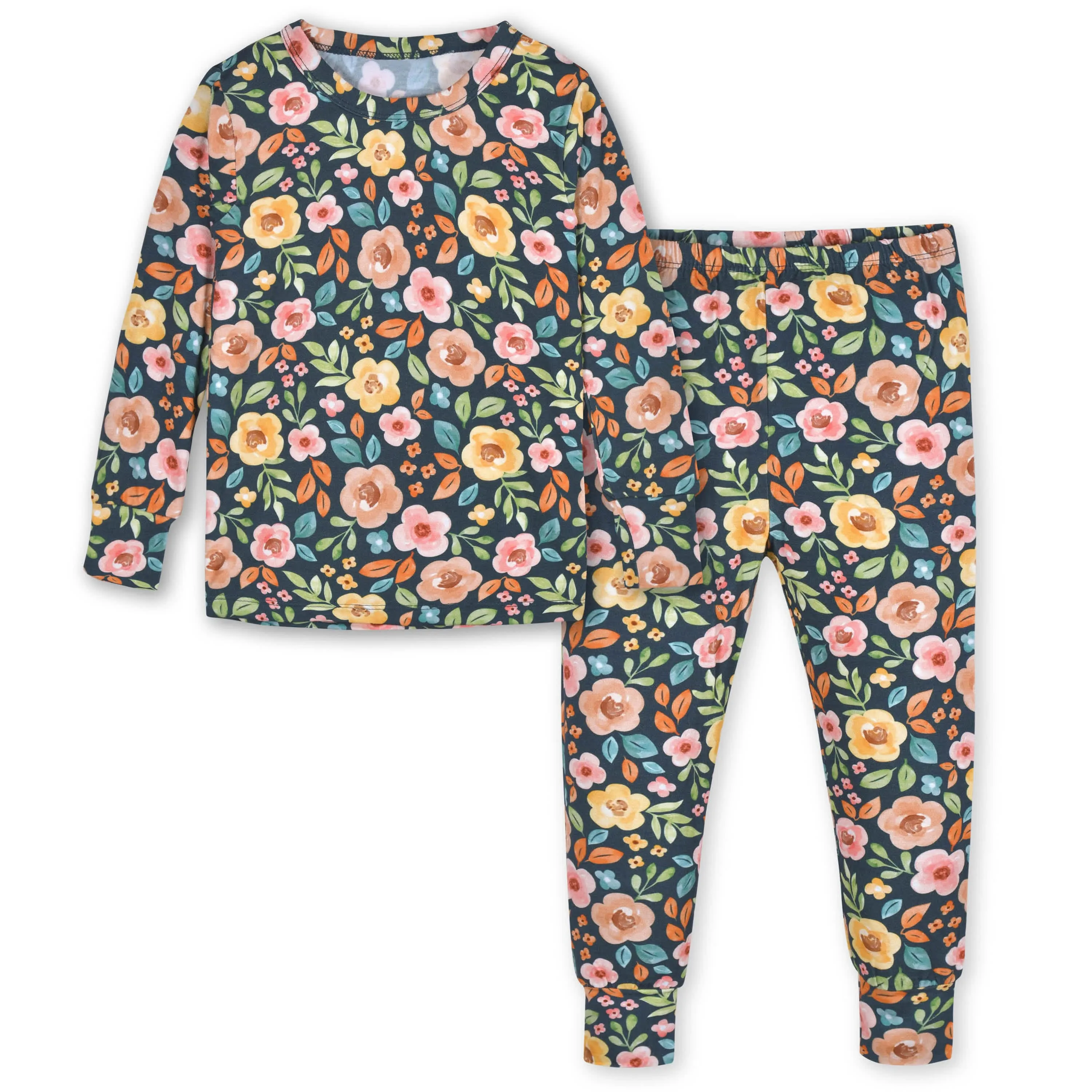 2-Piece Infant & Toddler Girls Midnight Floral Buttery Soft Viscose Made from Eucalyptus Snug Fit Pajamas Gerber Childrenswea