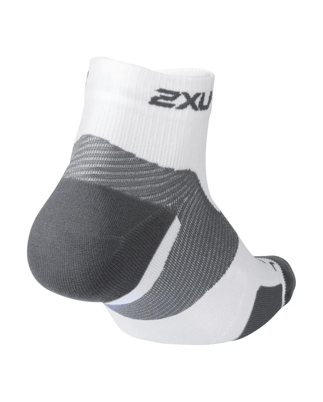2XU Vectr Light Cushion 1/4 Crew Unisex Running Socks (White/Grey)