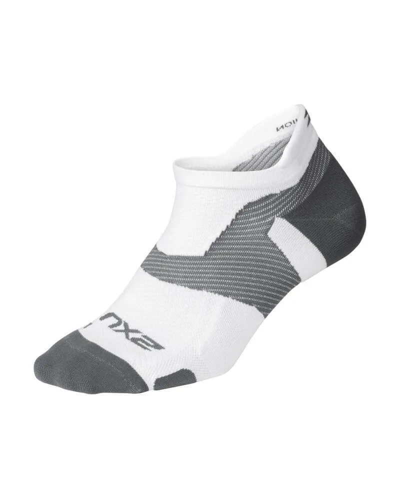 2XU Vectr Light Cushion Compression No-Show Unisex Compression Socks (White/Grey)