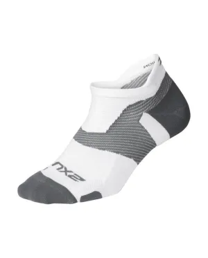 2XU Vectr Light Cushion Compression No-Show Unisex Compression Socks (White/Grey)