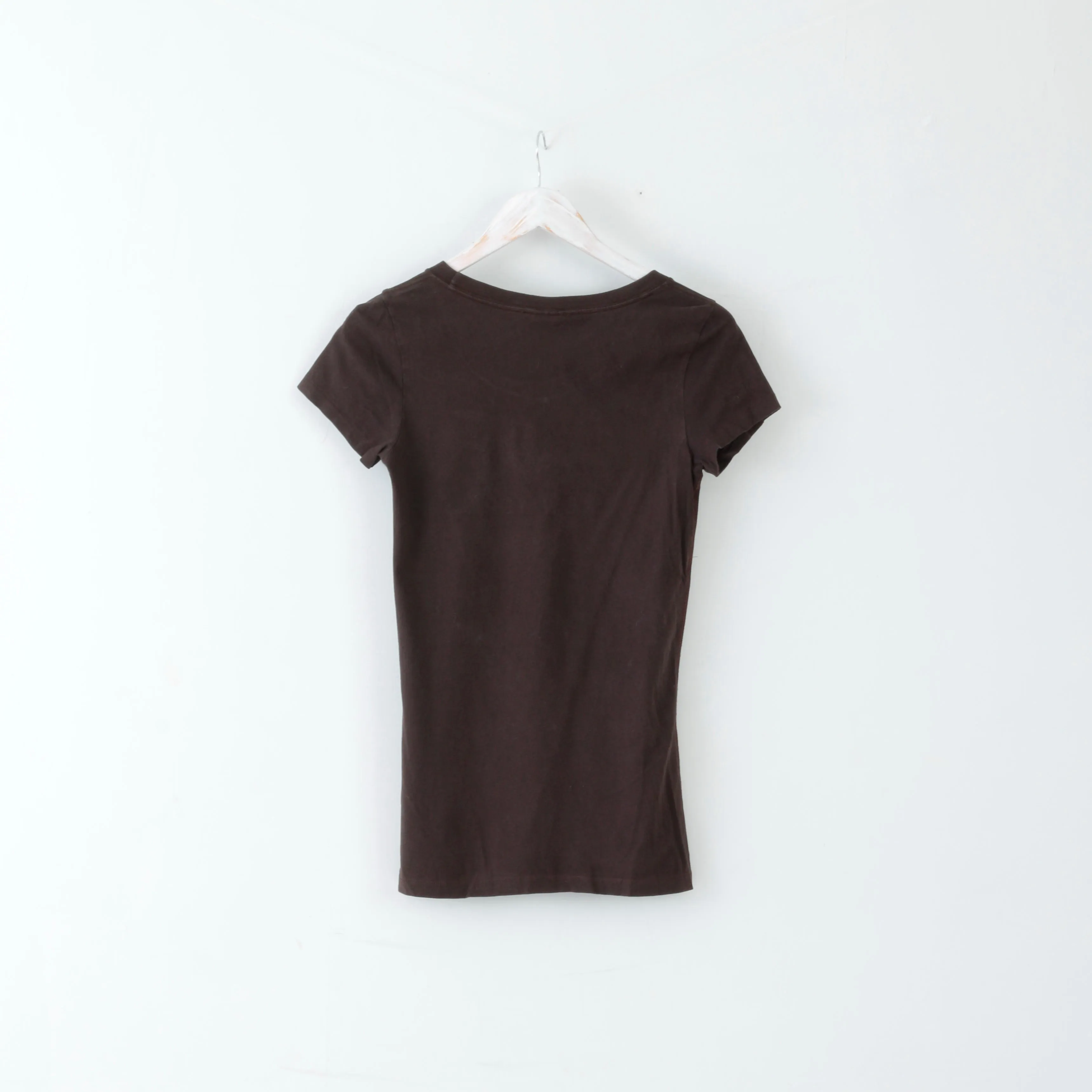 Abercrombie & Fitch Womens L T-Shirt Brown Cotton Torch New York Stretch Top