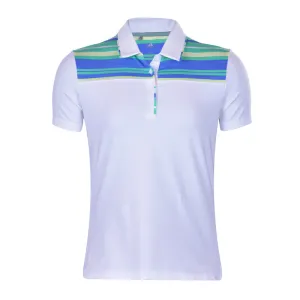 Adidas Women's 4 Button White Short Sleeve Golf Polo w/Stripes Size L MSP$65