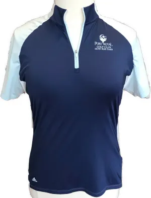 Adidas Women's Blue & White Color Block 1/4 Zip Short Sleeve Golf Polo Size XL MSP$60
