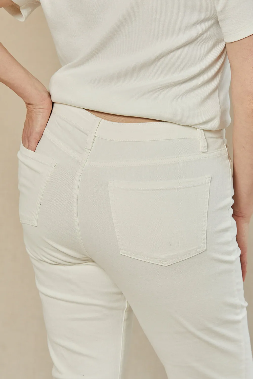 Adrift Denim Cropped Straight Leg Jeans in White Adrift