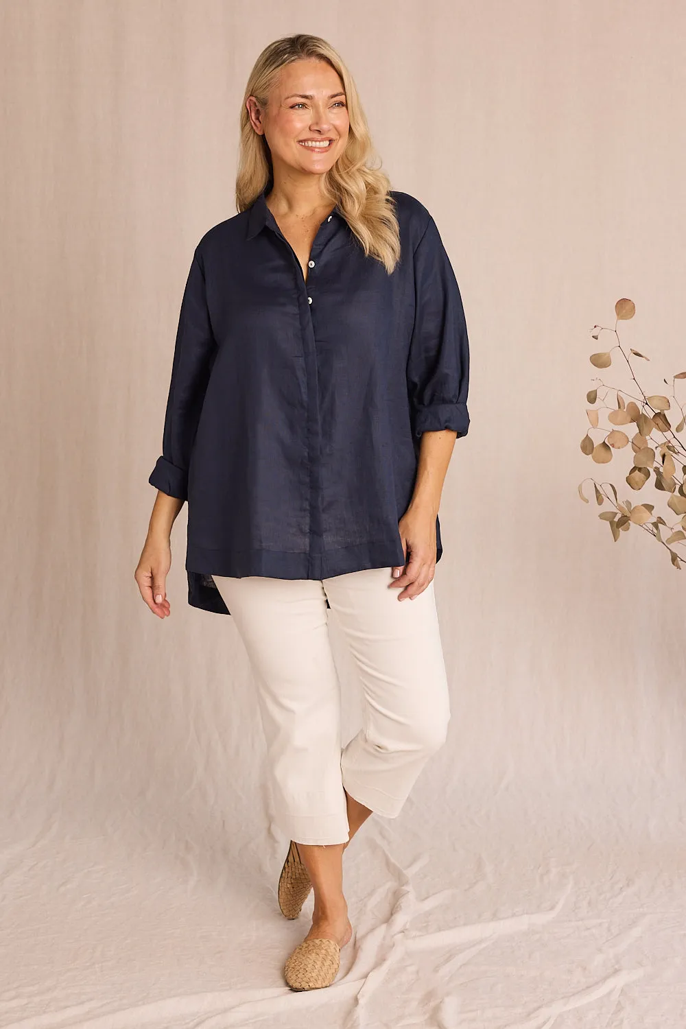 Adrift Denim Cropped Straight Leg Jeans in White Adrift