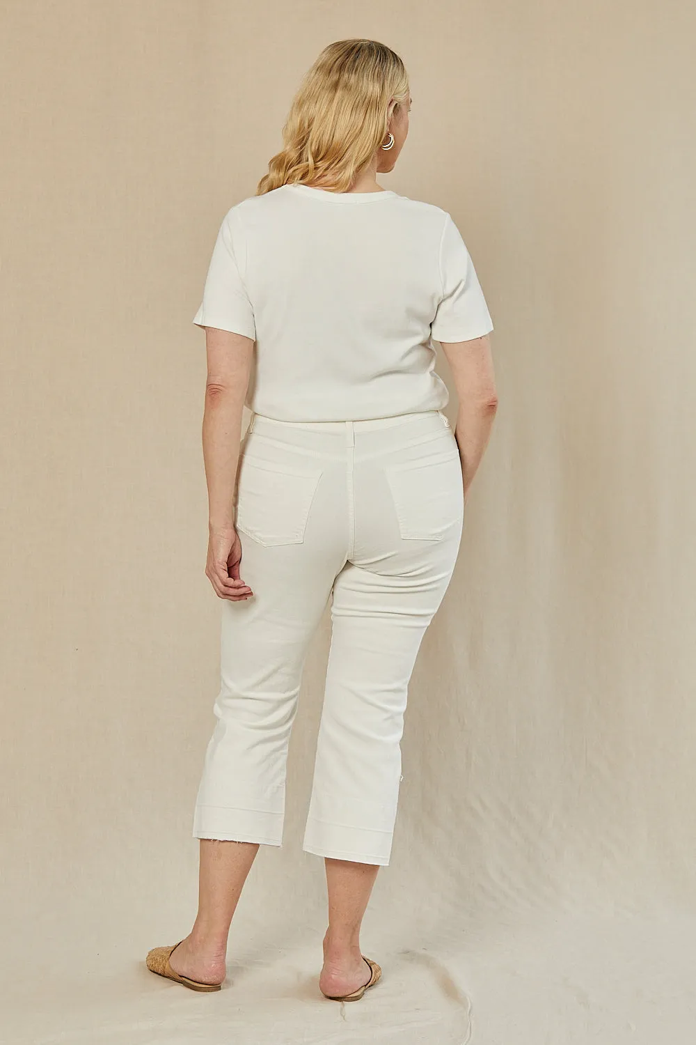 Adrift Denim Cropped Straight Leg Jeans in White Adrift