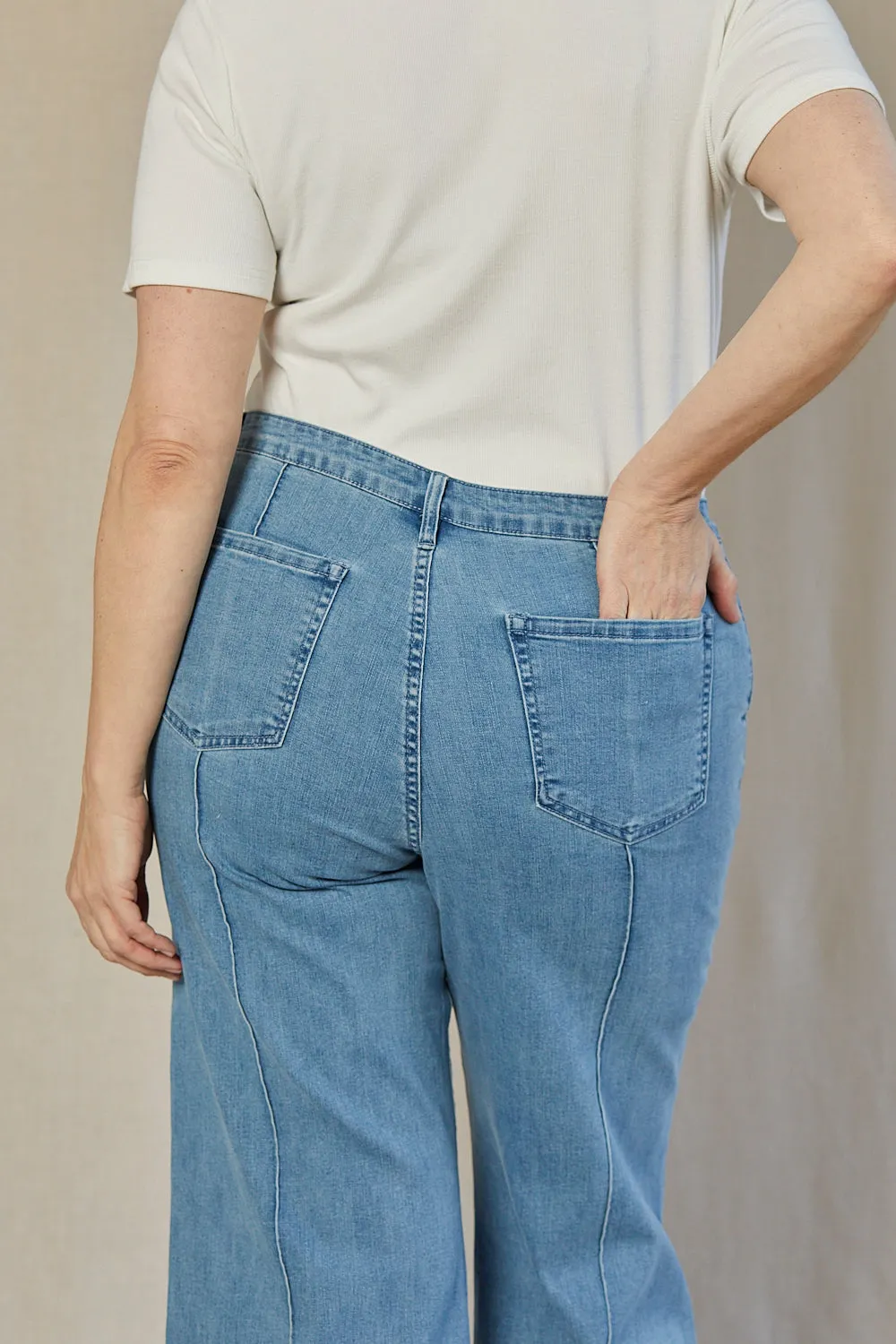 Adrift Denim Wide Leg Jeans in Light Wash Adrift