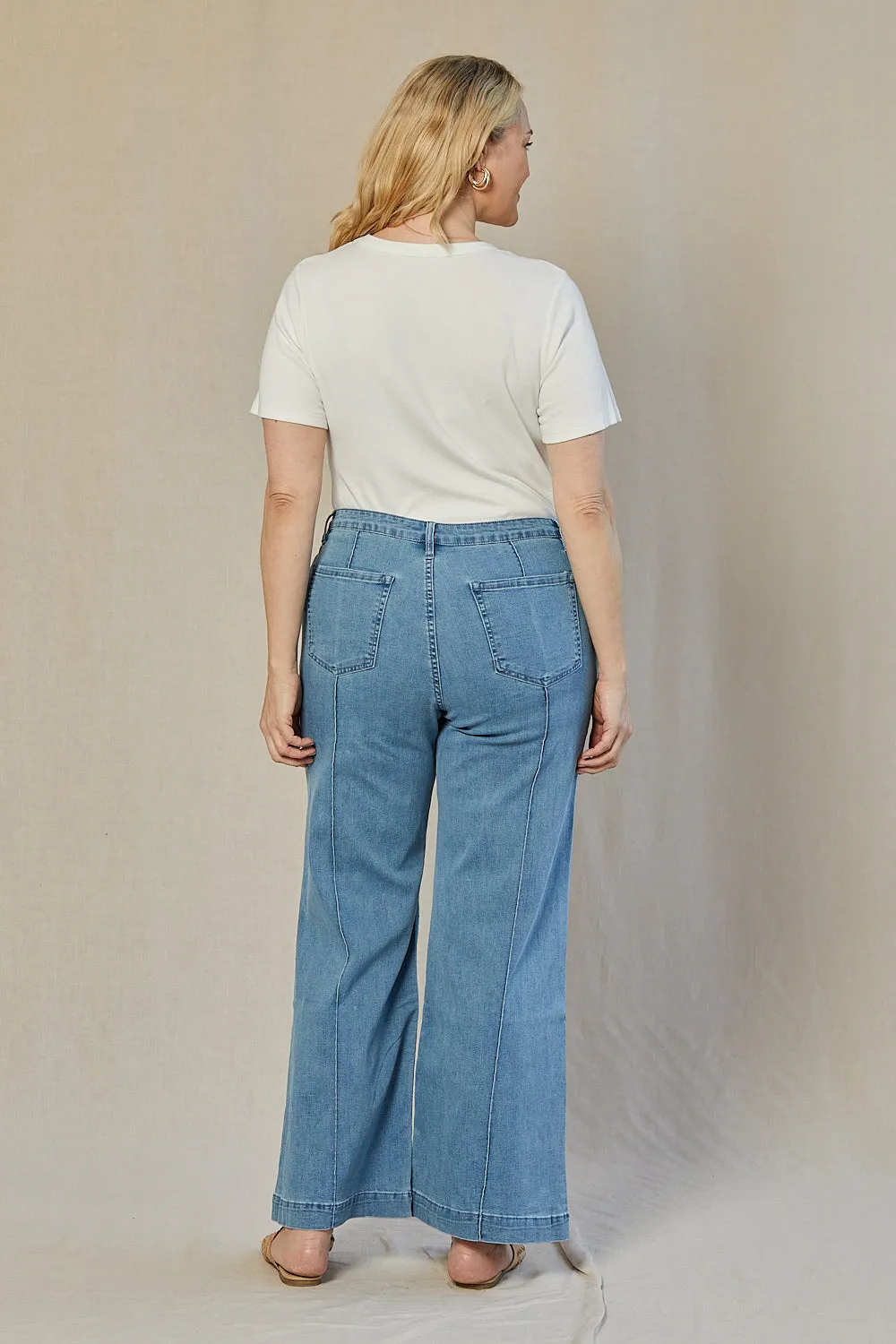 Adrift Denim Wide Leg Jeans in Light Wash Adrift