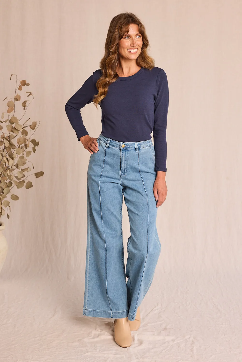 Adrift Denim Wide Leg Jeans in Light Wash Adrift
