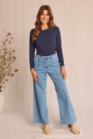 Adrift Denim Wide Leg Jeans in Light Wash Adrift