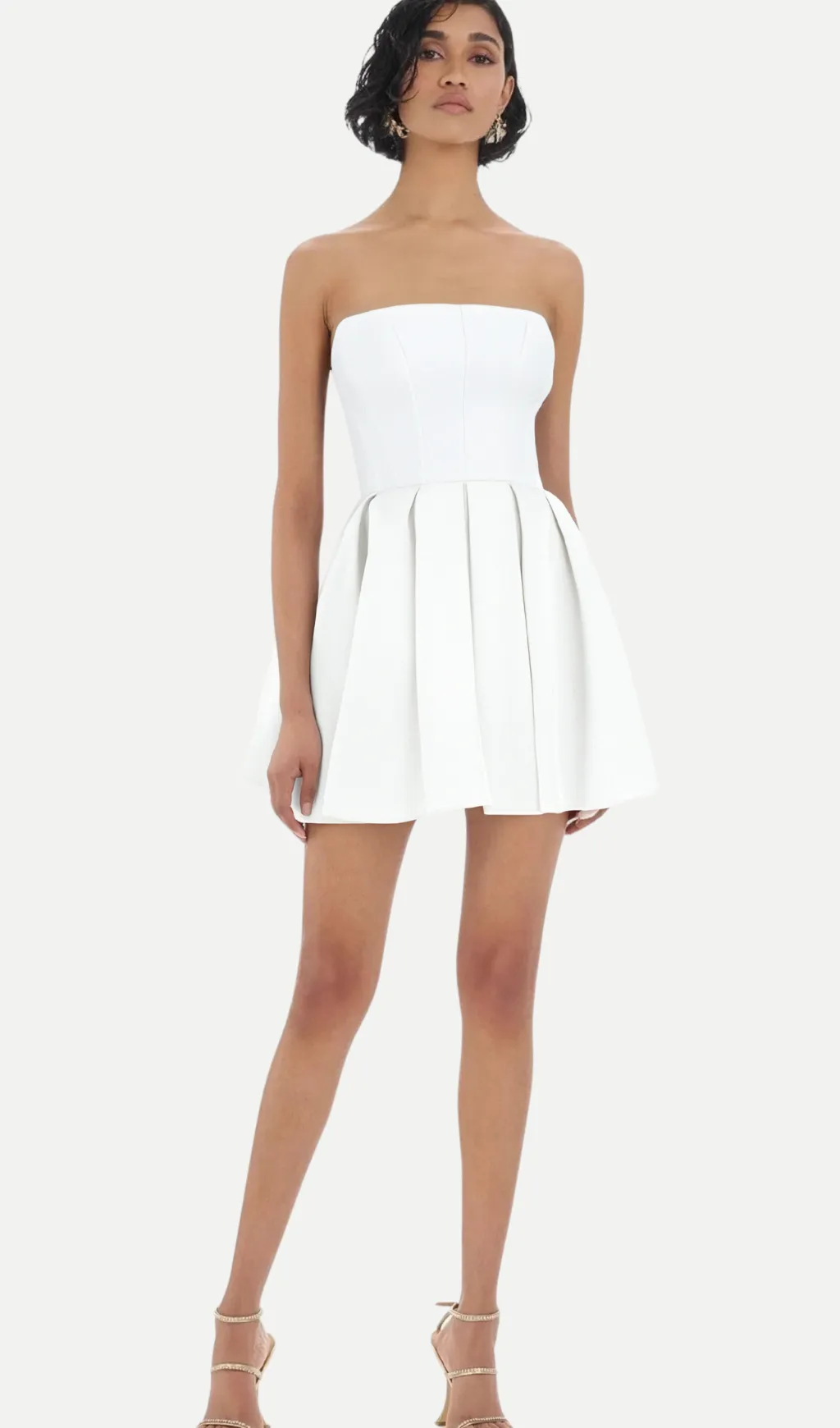alyssa white strapless pleated mini dress Gloria Lanvin