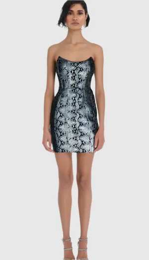 AMBRETTE STRAPLESS SNAKE PRINTED DRESS Gloria Lanvin