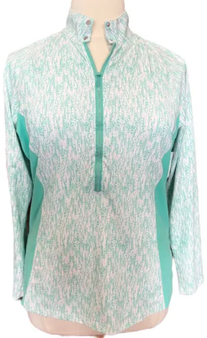 Annika by Cutter & Buck White & Mint Dot Print Half Zip Pullover Size XL MSP$90