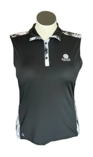 Antigua Black Sleeveless Women's Golf Top w/Paintbrush Accents & Logo Size L
