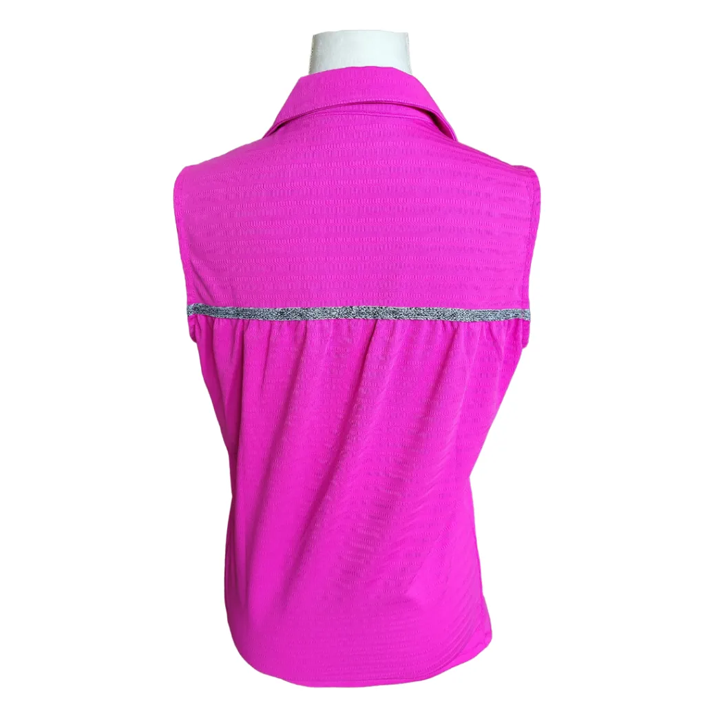 Antigua Hot Pink Knitted V-Neck Collar Polo with Logo Size M