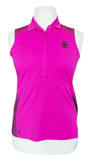 Antigua Magenta Dotted Shoulder Golf Top w/logo Size XL MSP$55