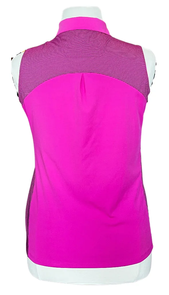 Antigua Magenta Dotted Shoulder Golf Top w/logo Size XL MSP$55