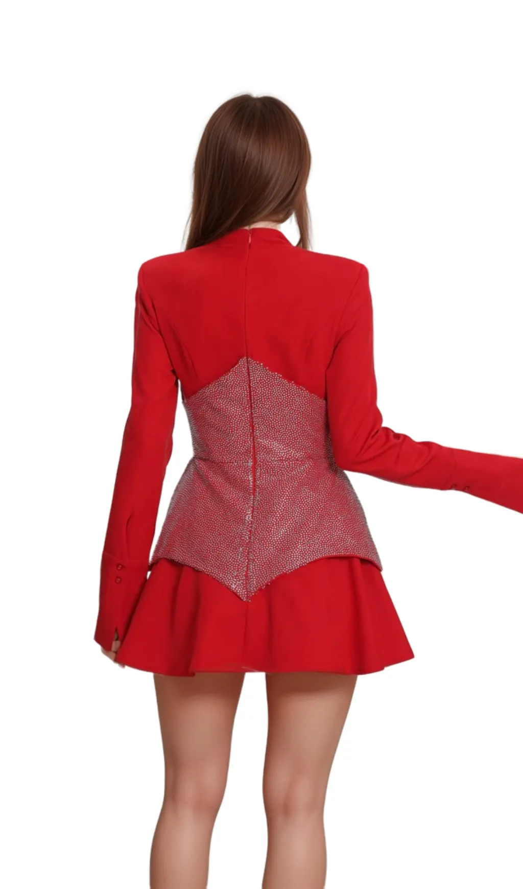 atalanta Keilani Red Long Sleeve Mini Bodysuit Gloria Lanvin