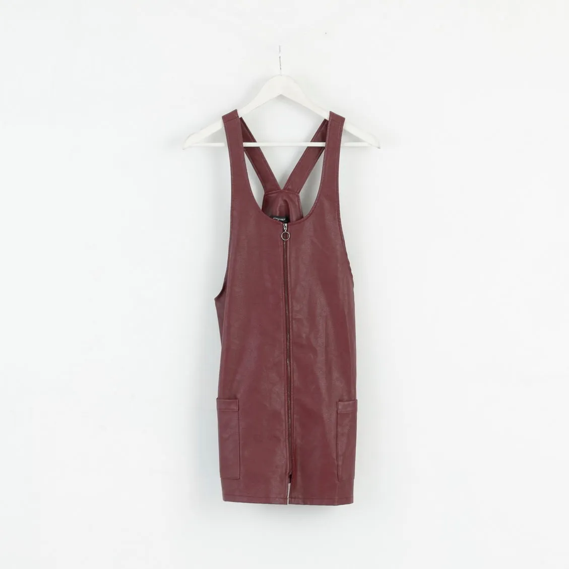 Atmosphere Womens 10 38 S Dress Leather Imitation Full Zipped Burgundy Mini