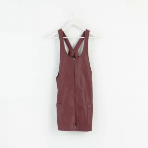Atmosphere Womens 10 38 S Dress Leather Imitation Full Zipped Burgundy Mini