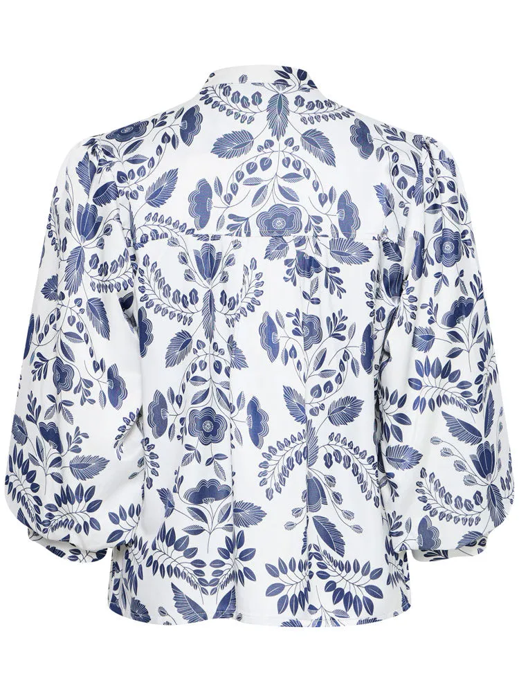 B Young ByIsolda Blouse Med Blue Flower