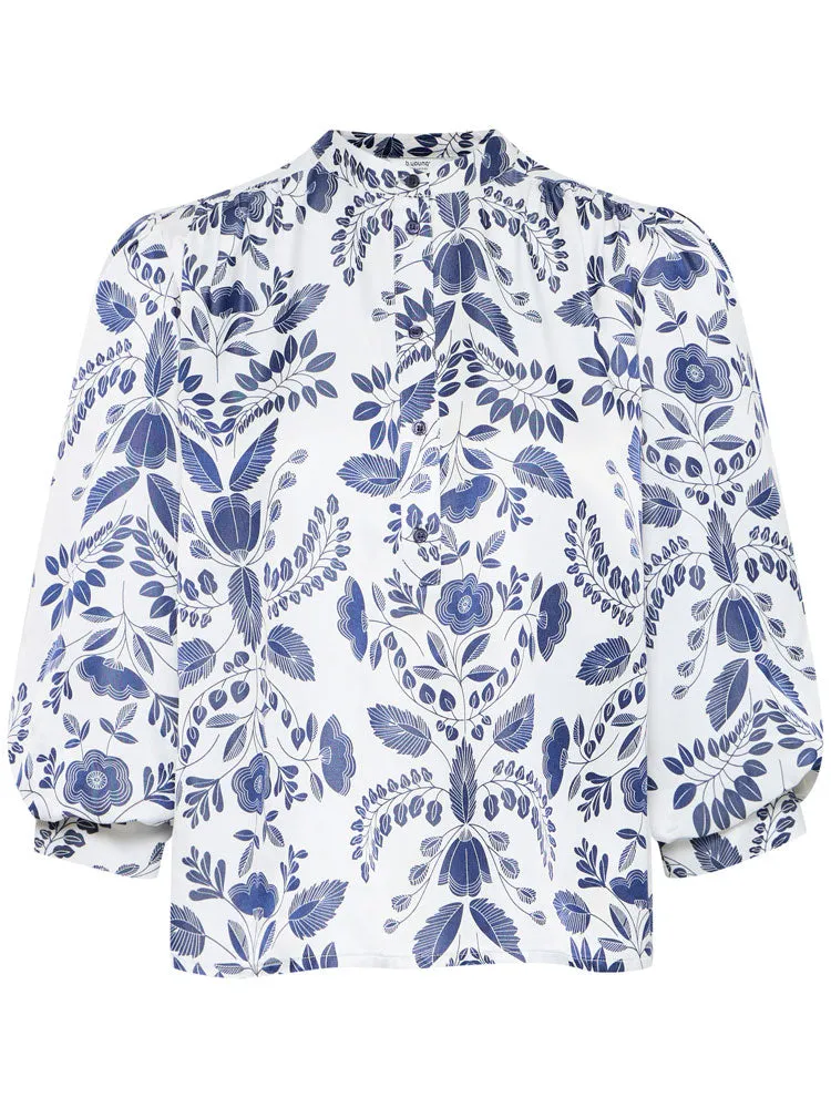 B Young ByIsolda Blouse Med Blue Flower