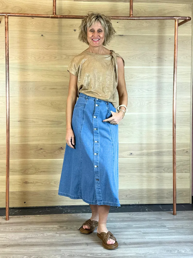 B Young ByKapuca Skirt Mid Blue Denim