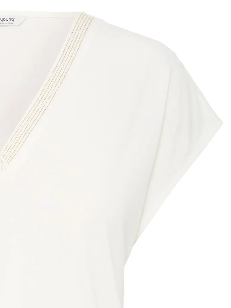 B Young ByPerl T-shirt with Neck Detail Marshmallow