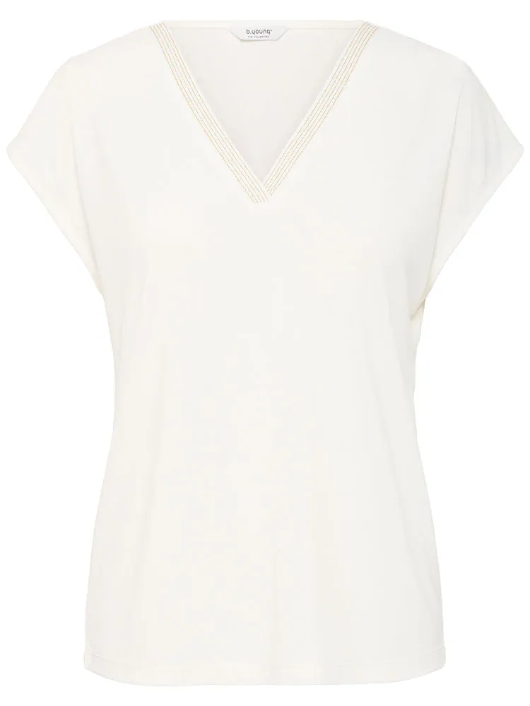 B Young ByPerl T-shirt with Neck Detail Marshmallow