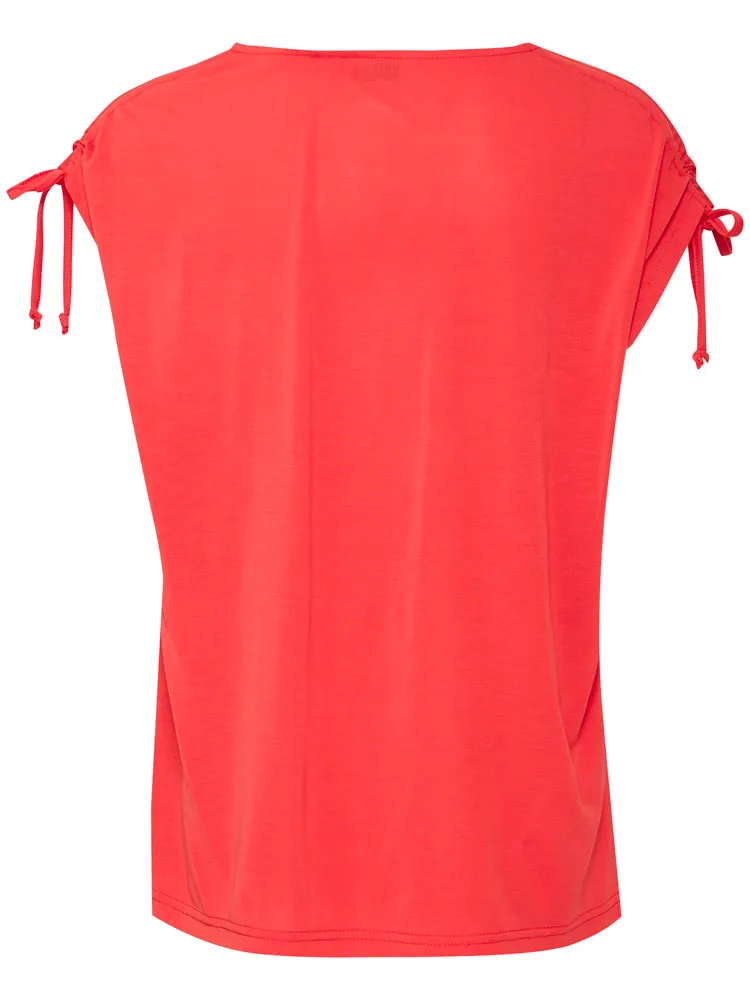 B Young ByPerl Tie T-Shirt Flame Scarlet