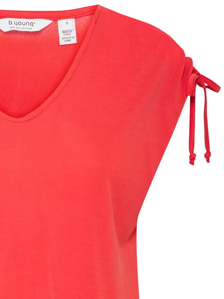 B Young ByPerl Tie T-Shirt Flame Scarlet
