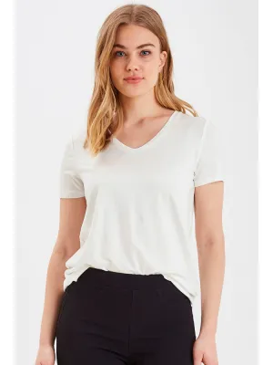 B Young ByRexima V-Neck T-Shirt Optical White