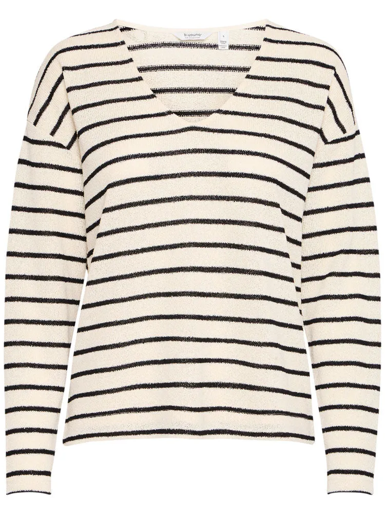 B Young BySif Stripe Jumper Birch Mix