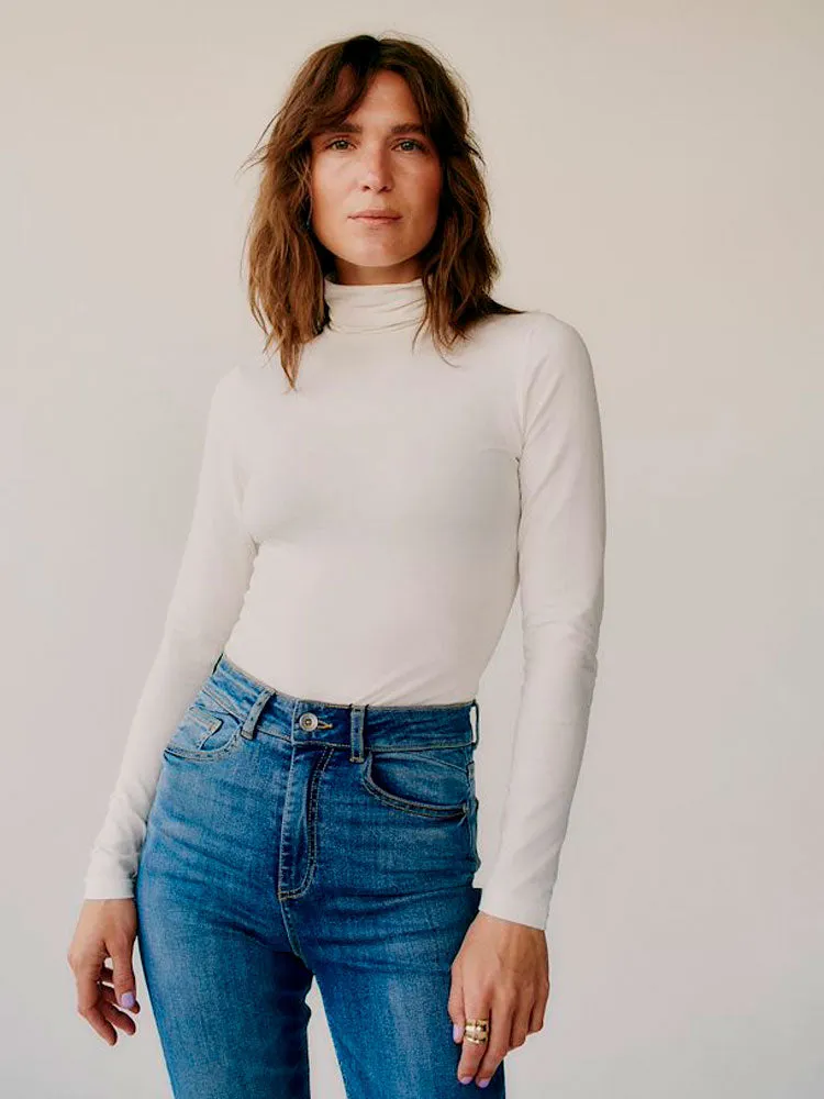 B Young Pamila Roll Neck Off White