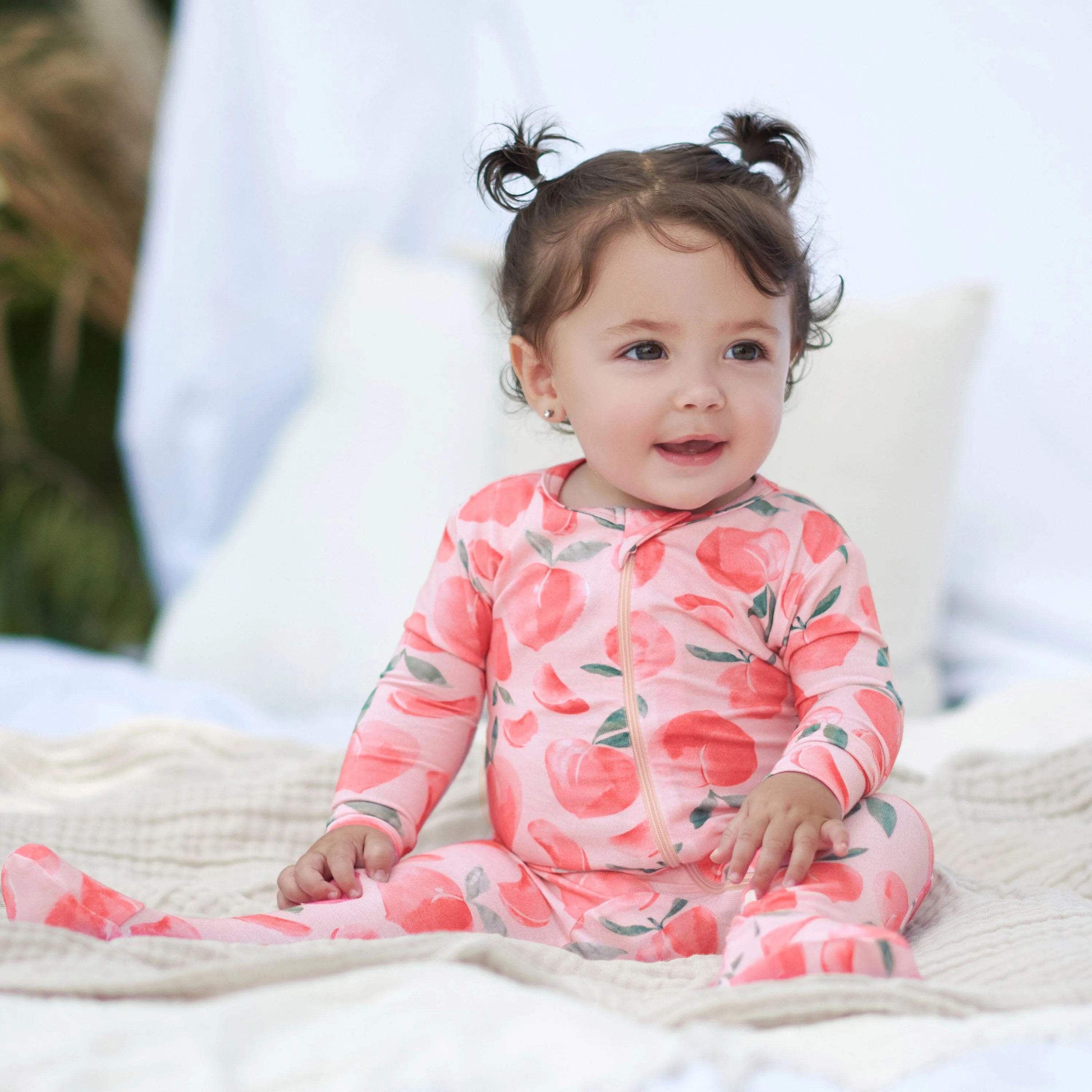 Baby & Toddler Girls Just Peachy Buttery Soft Viscose Made from Eucalyptus Snug Fit Footed Pajamas Gerber Childrenswea