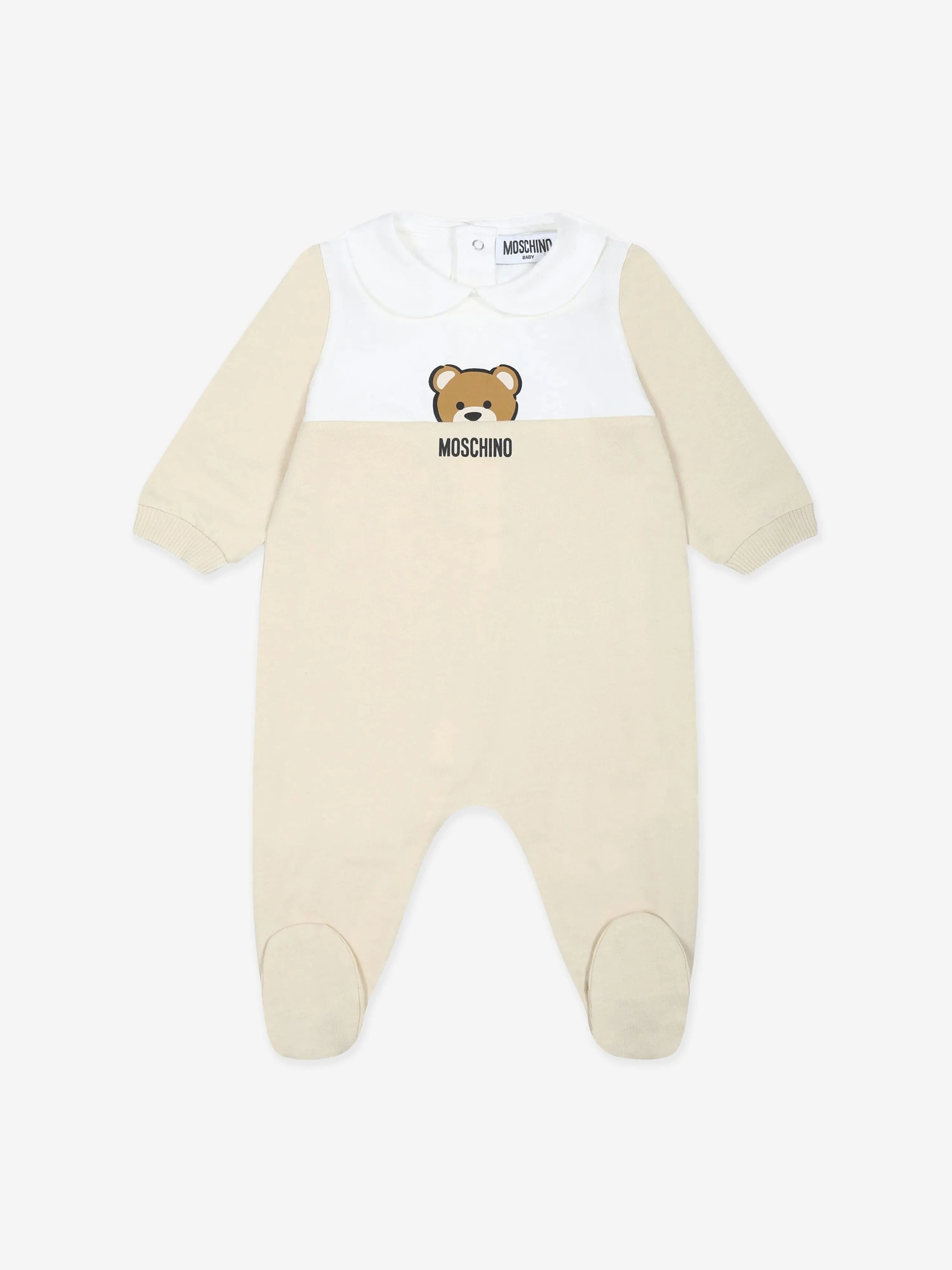 Baby Bear Logo Babygrow in Beige