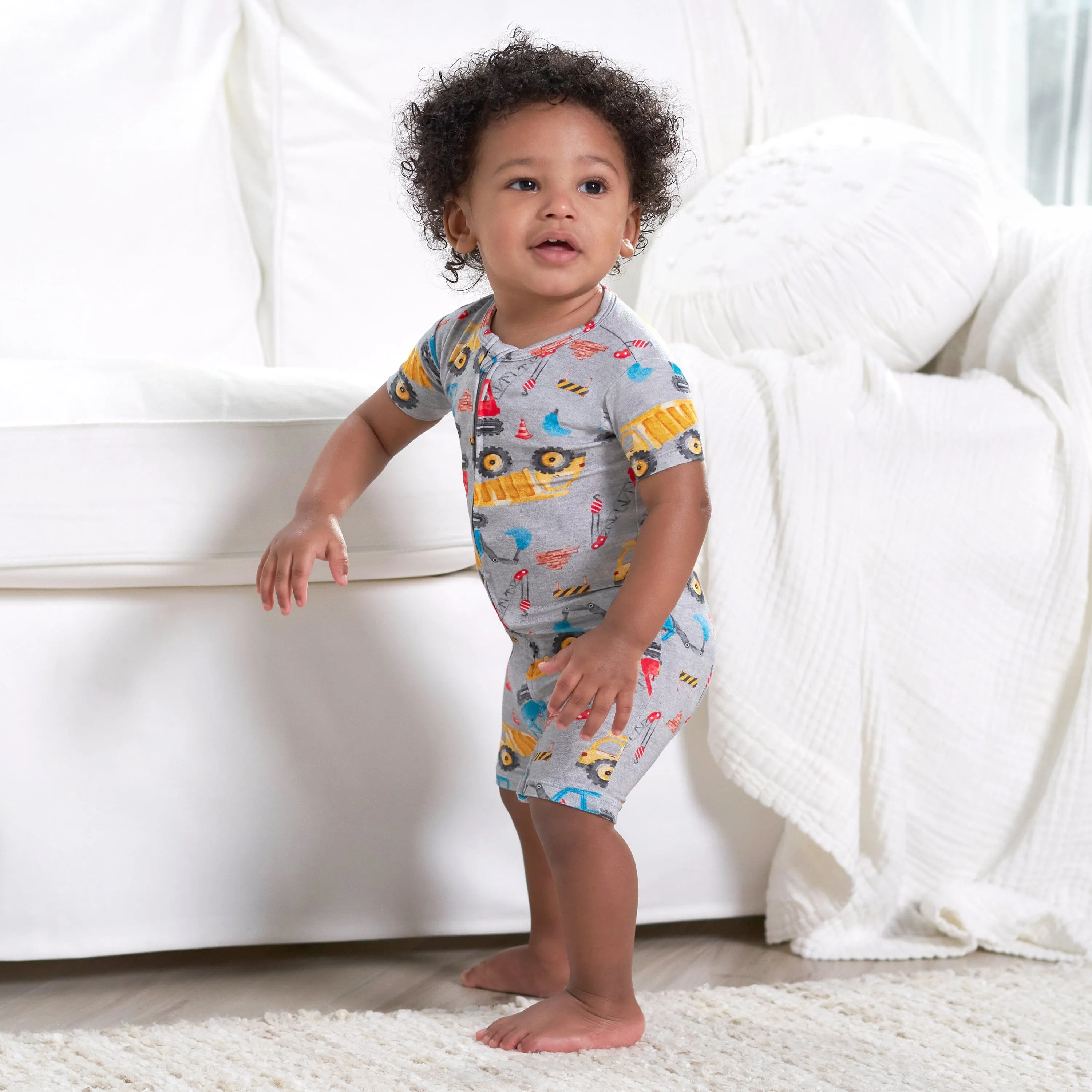Baby Boys Construction Trucks Buttery Soft Viscose Made from Eucalyptus Snug Fit Romper Gerber Childrenswea