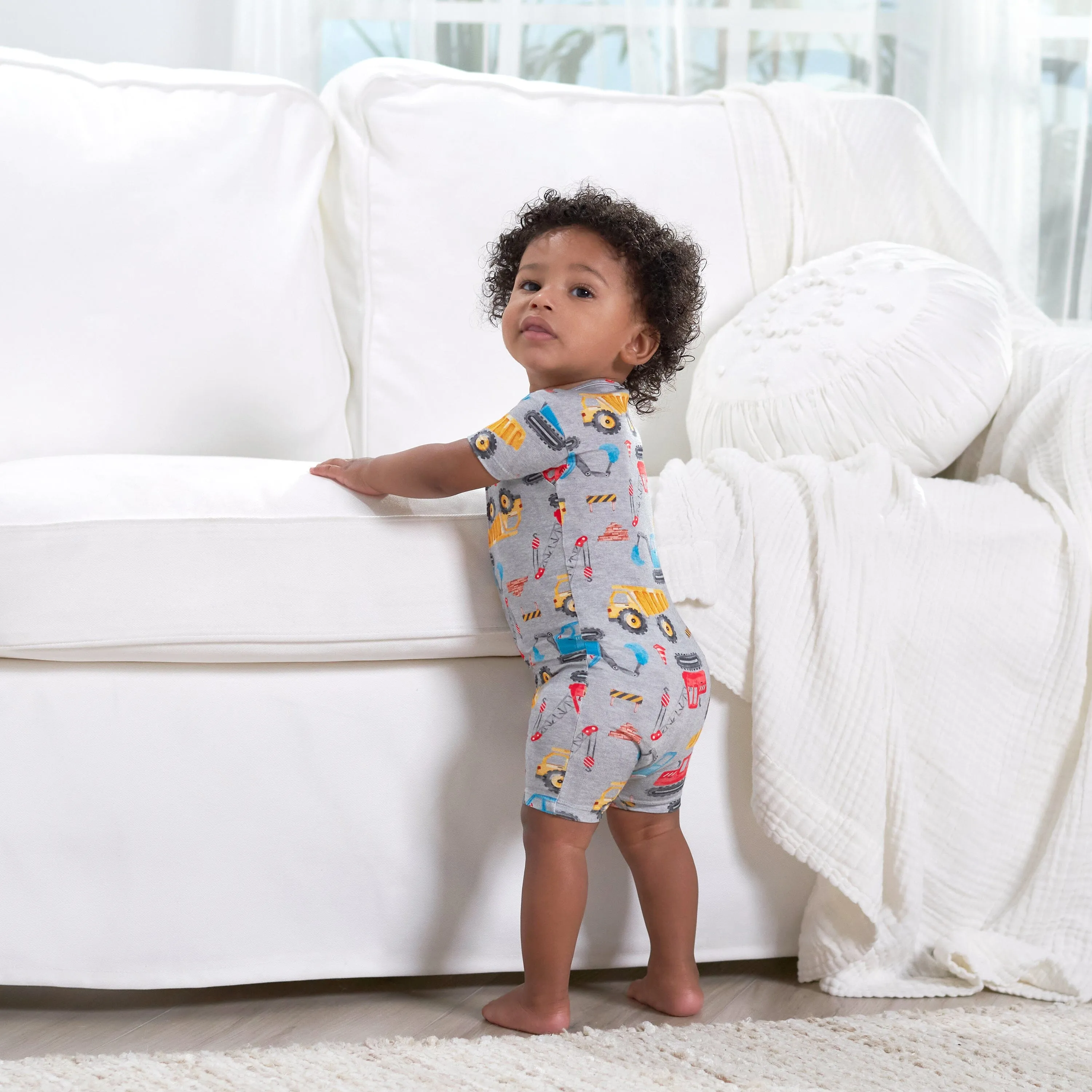 Baby Boys Construction Trucks Buttery Soft Viscose Made from Eucalyptus Snug Fit Romper Gerber Childrenswea