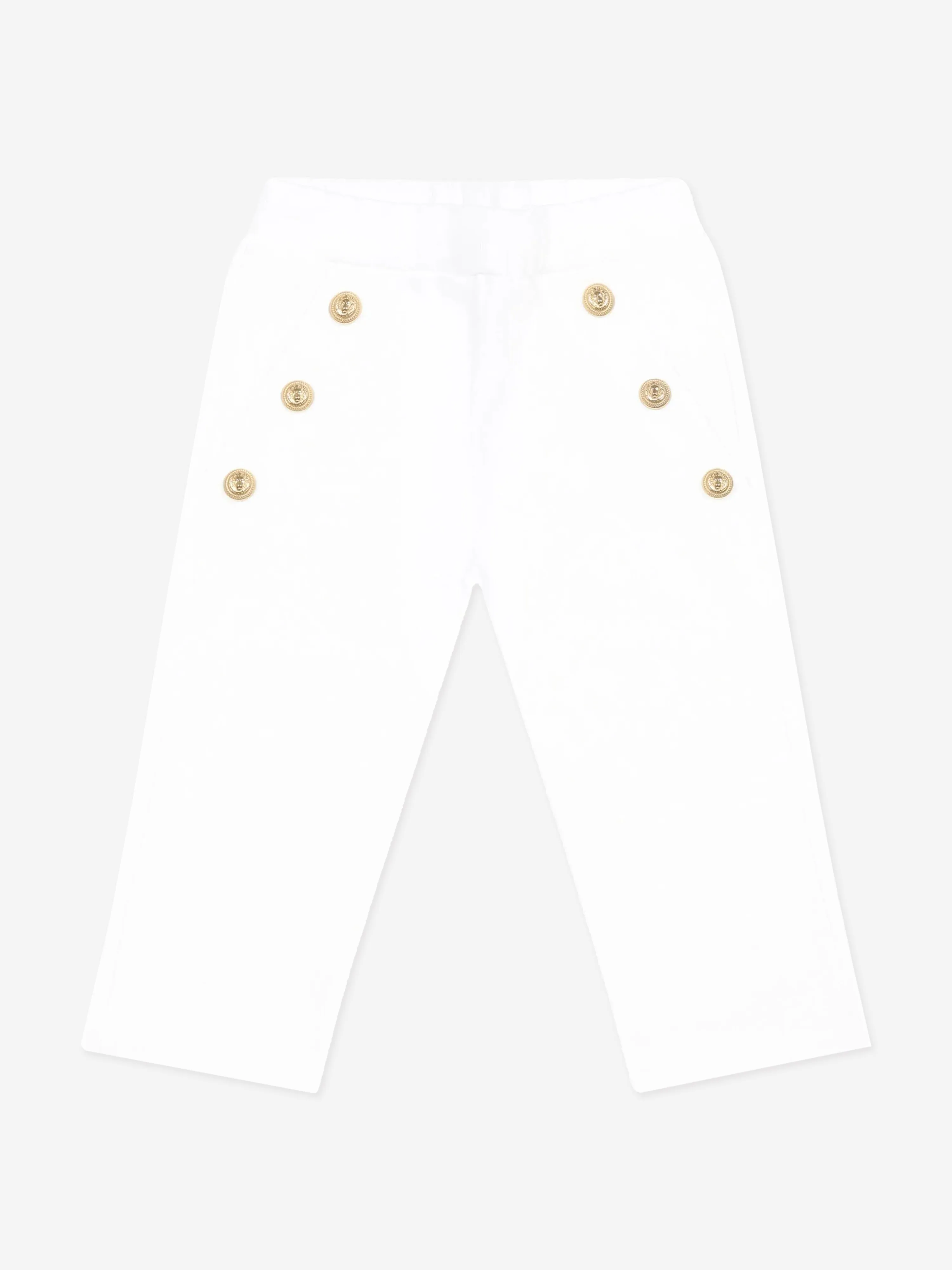 Baby Girls Logo Button Trousers in White