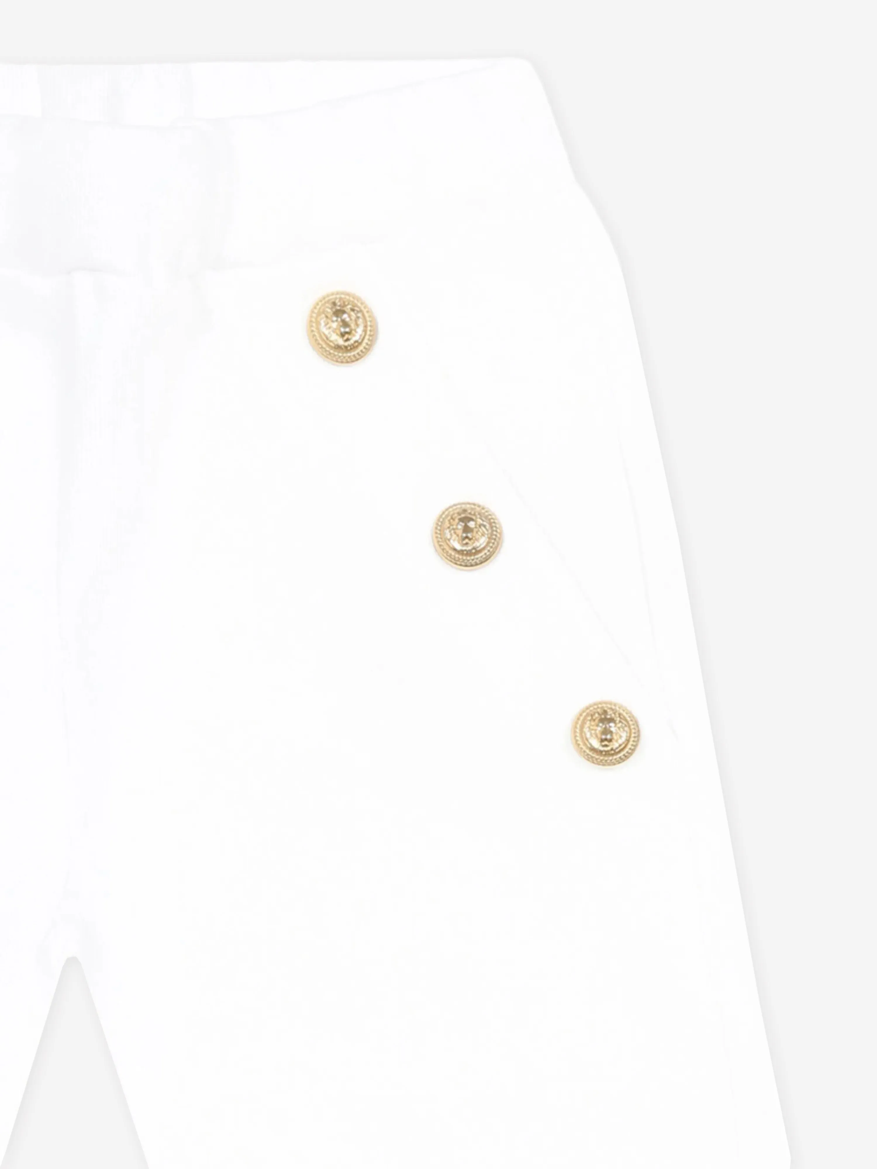 Baby Girls Logo Button Trousers in White