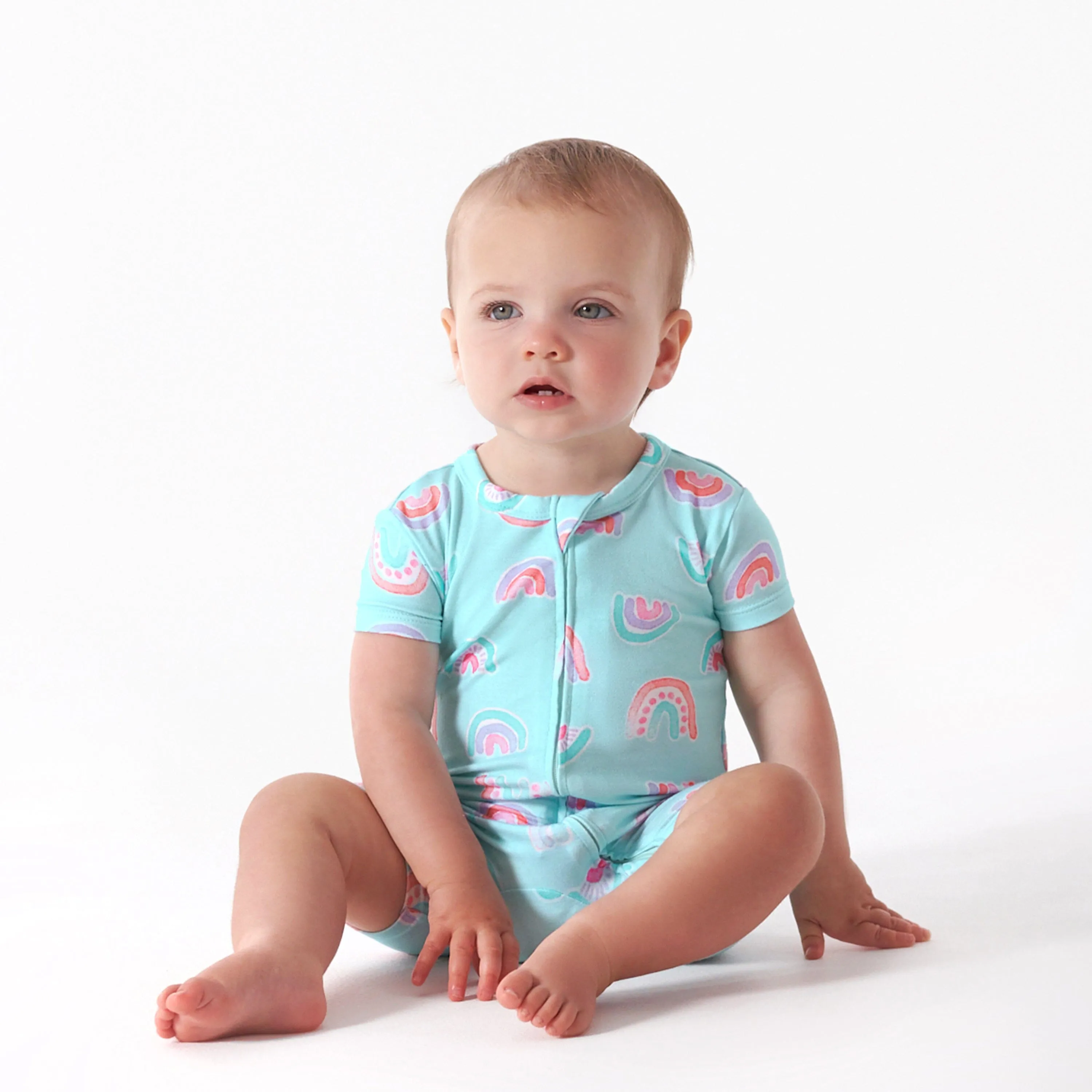 Baby Girls Rainbow Sky Buttery Soft Viscose Made from Eucalyptus Snug Fit Romper Gerber Childrenswea