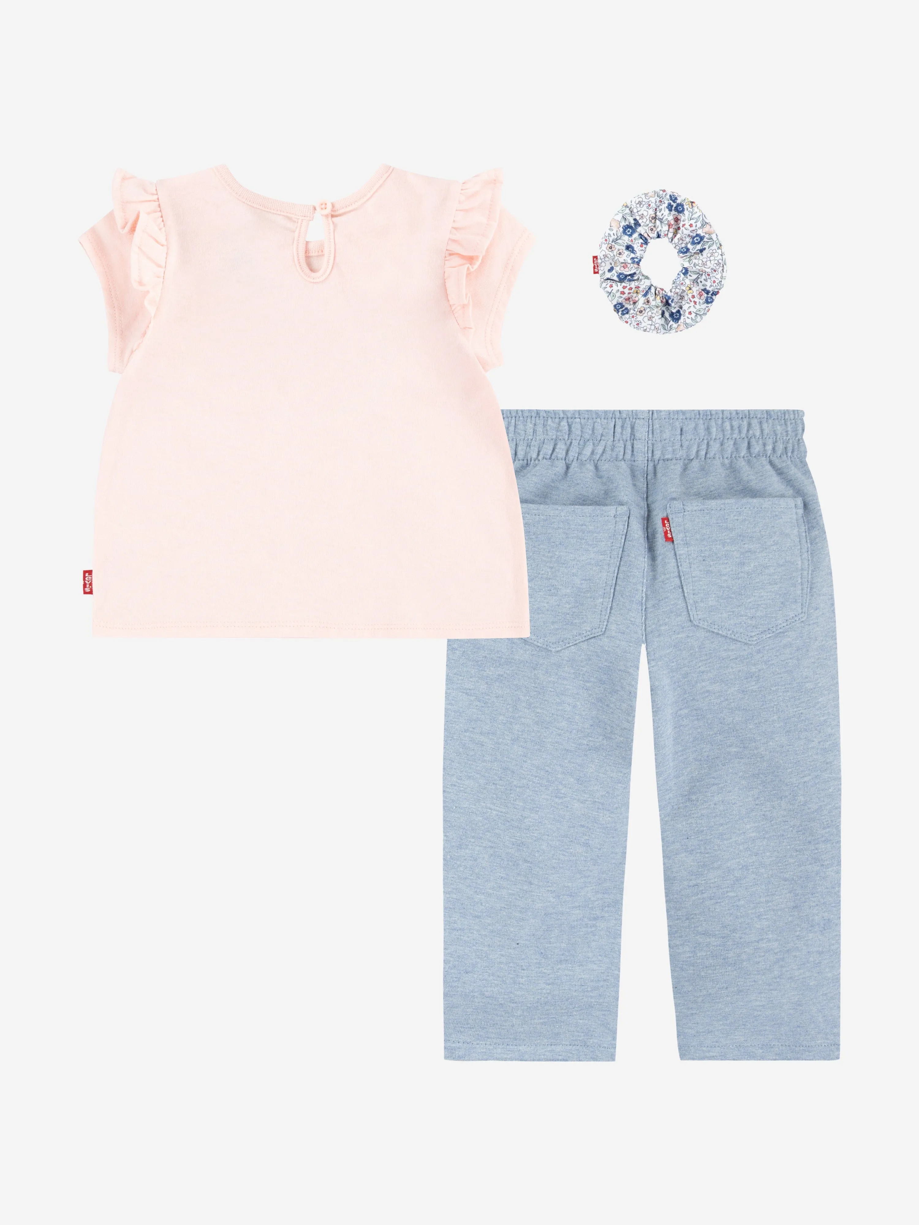 Baby Girls Ruffle Shoulder Top and Pant Set in Pink