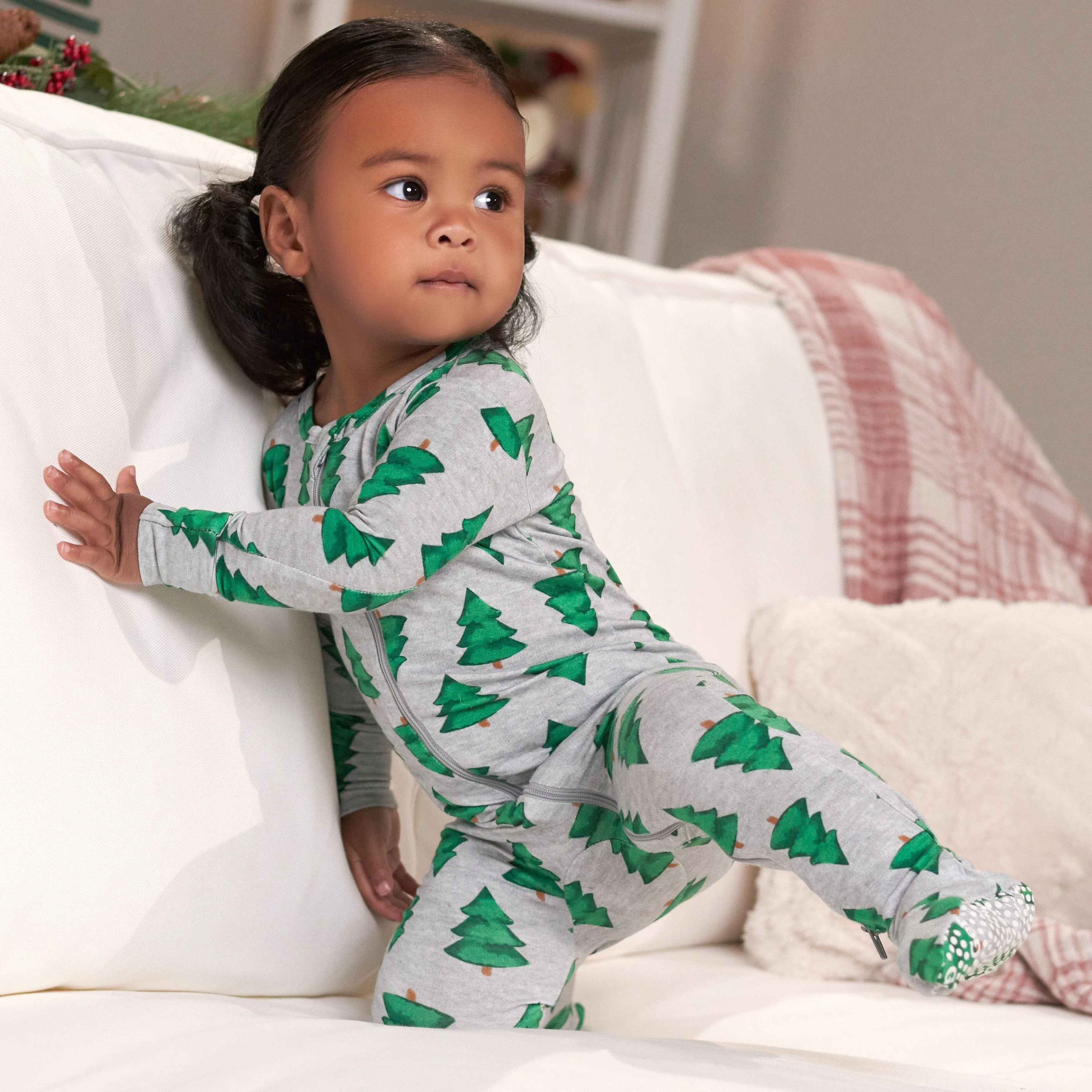 Baby Spruce Buttery Soft Viscose Made from Eucalyptus Snug Fit Footed Holiday Pajamas Gerber Childrenswea