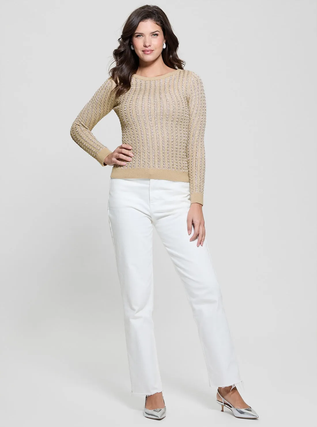 Beige Josie Knit Top Guess