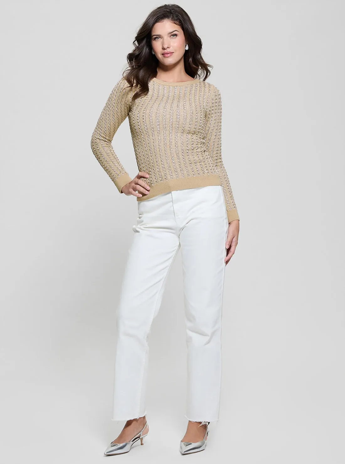 Beige Josie Knit Top Guess