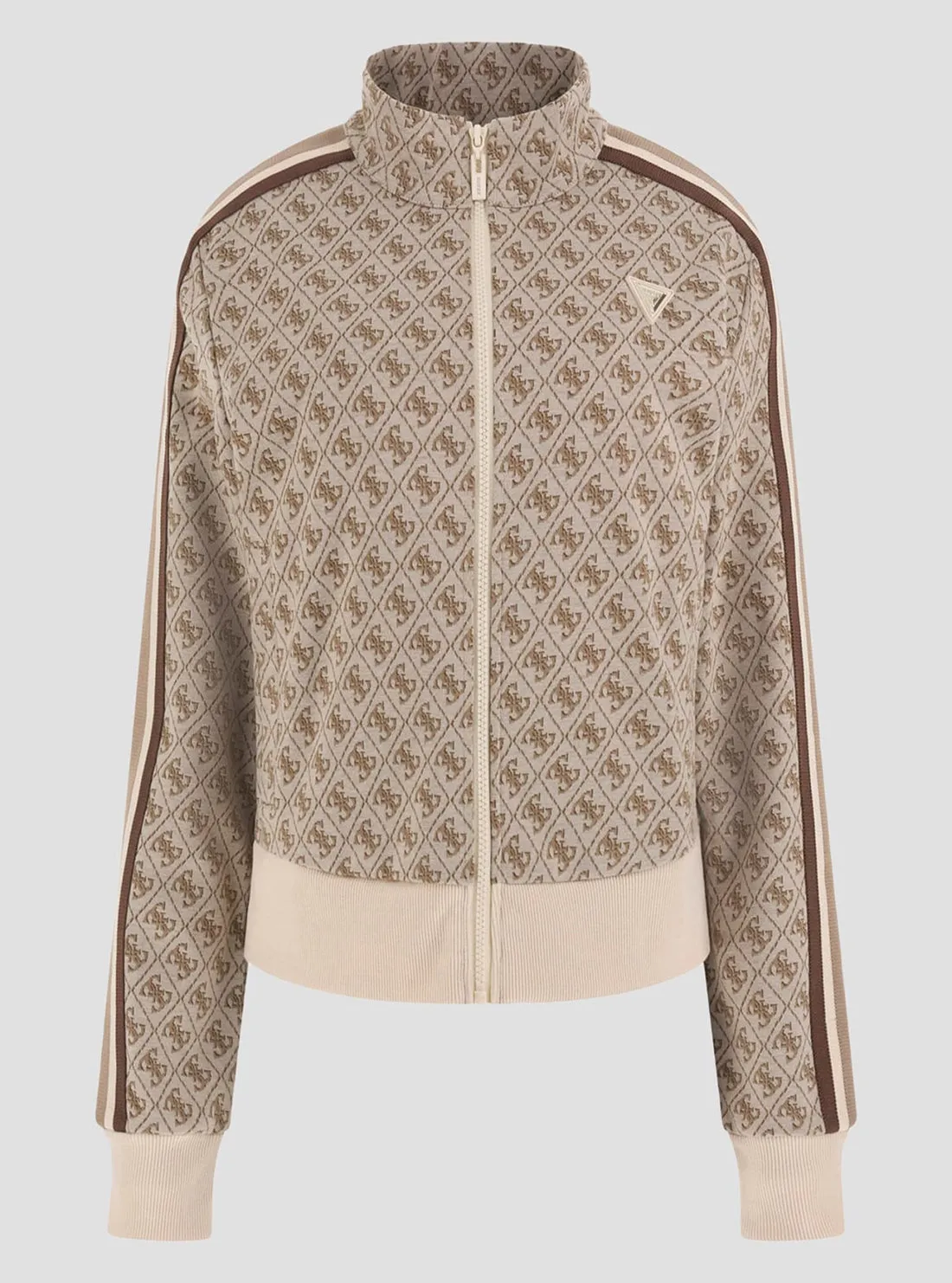 Beige Logo Jean Full Zip Jacket Guess