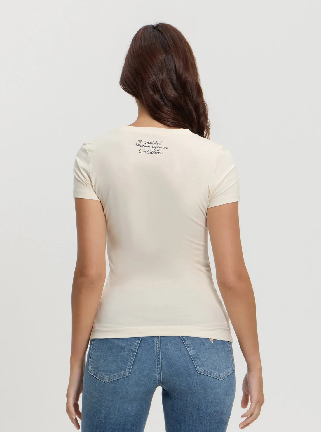 Beige Triangle Tiger Print T-Shirt Guess