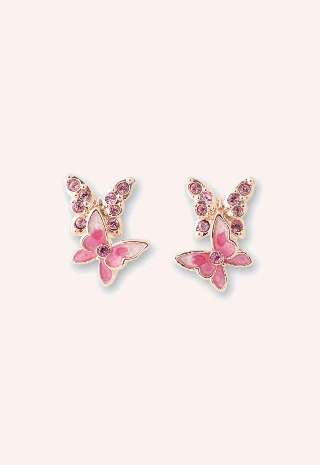 Bejeweled Butterfly Stud Earrings - Pink Annasui