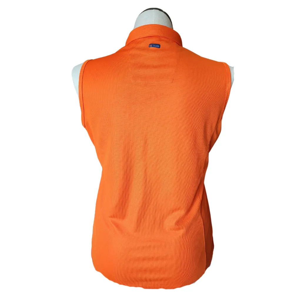 Bermuda Sands Zip Textured Orange Sleeveless Ladies Golf Top Size L